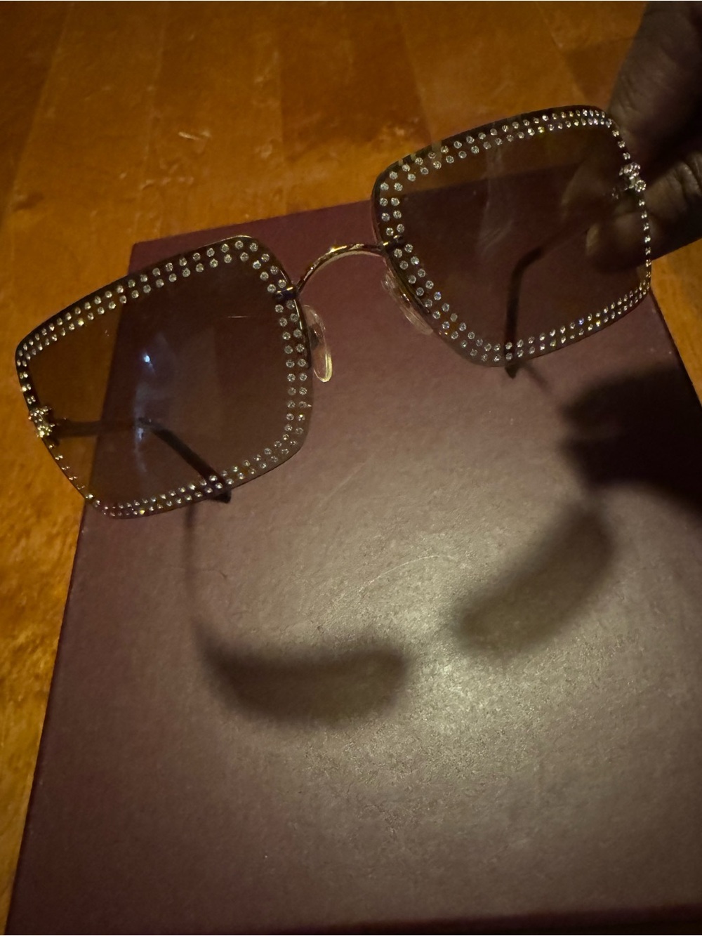 Chanel Vintage Crystal Square Sunglasses - Brown Tint
